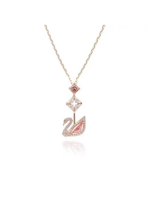 Darjeeling Swan Pendant Necklace Pink Rose Gold - SWAROVSKI - BALAAN 4