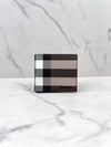 Check Leather International Bifold Wallet Dark Birch Brown - BURBERRY - BALAAN 3