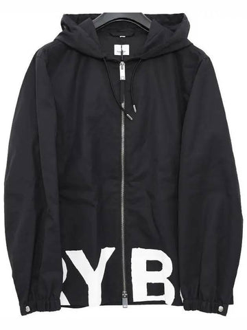 Logo Print Hooded Jacket Black - BURBERRY - BALAAN 1