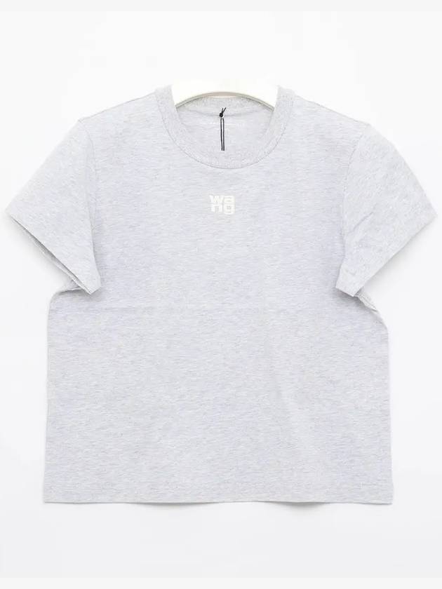 Logo Shrunken Cotton Jersey Short Sleeve T-Shirt Grey - ALEXANDER WANG - BALAAN 4