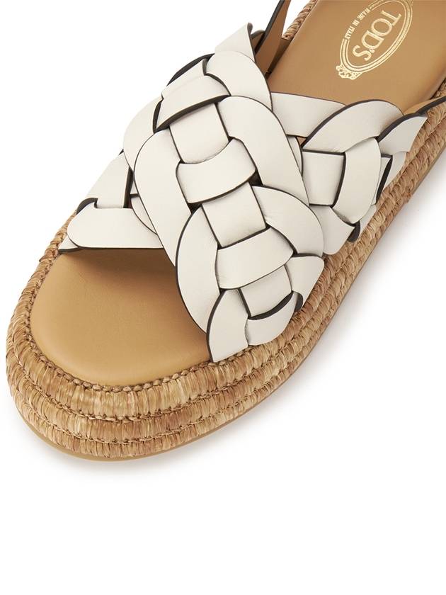 Platform Leather Woven Sandals White - TOD'S - BALAAN 8