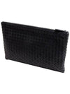 Intrecciato Document Leather Clutch Bag Black - BOTTEGA VENETA - BALAAN 2