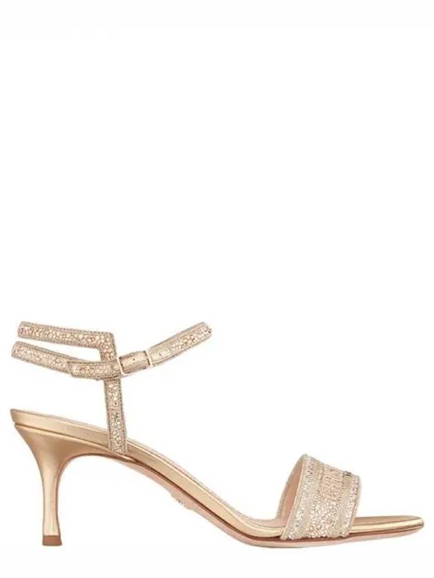 Dway Cotton Embroidered Metallic Thread Strass Sandal Heels Gold - DIOR - BALAAN 2