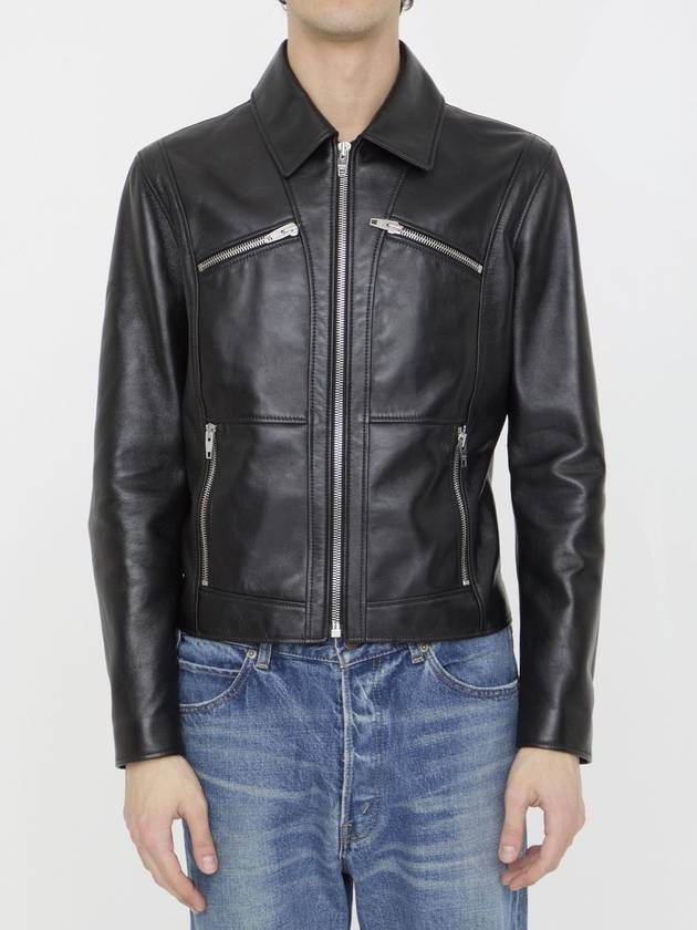 Leather Blouson Jacket Black - CELINE - BALAAN 1