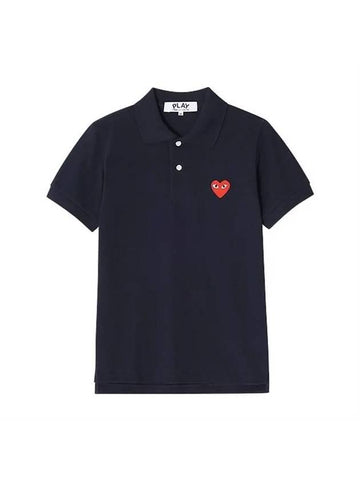 Red Heart Waffen Men's Polo Collar T-Shirt Navy AZ T006 051 2 - COMME DES GARCONS PLAY - BALAAN 1