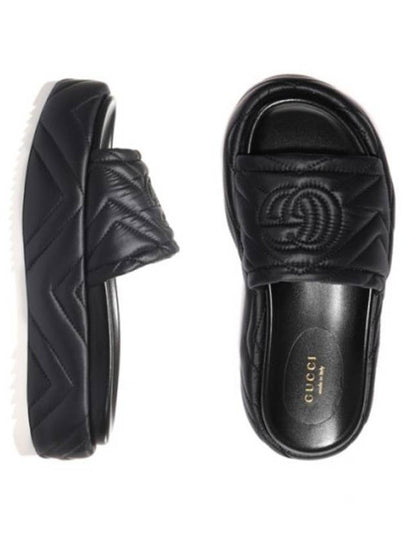 Quilted Platform Slide Slippers Black - GUCCI - BALAAN 2