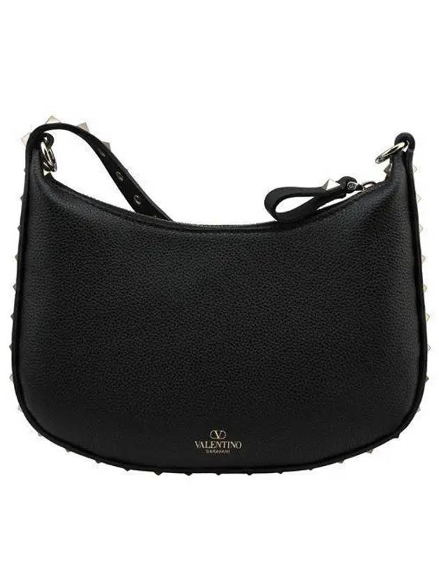 Rockstud Calf Leather Shoulder Bag Black - VALENTINO - BALAAN 2