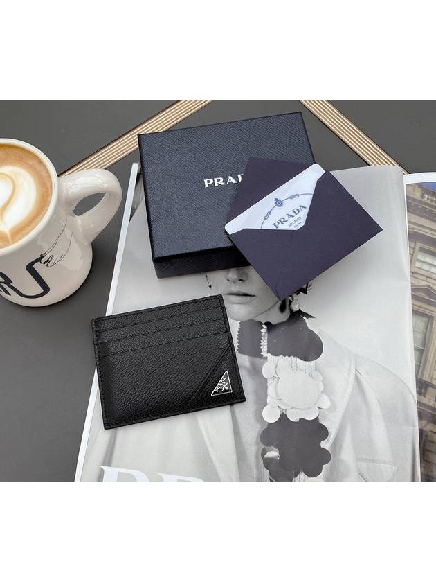 Triangle Logo Card Wallet Black - PRADA - BALAAN 3