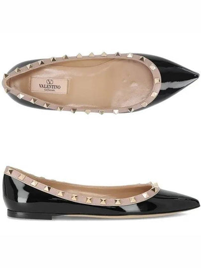 Patent Leather Rockstud Ballerina Black - VALENTINO - BALAAN 2