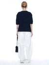 Linen Cable Round Half Knit Top Navy - CHANCE'S NOI - BALAAN 7