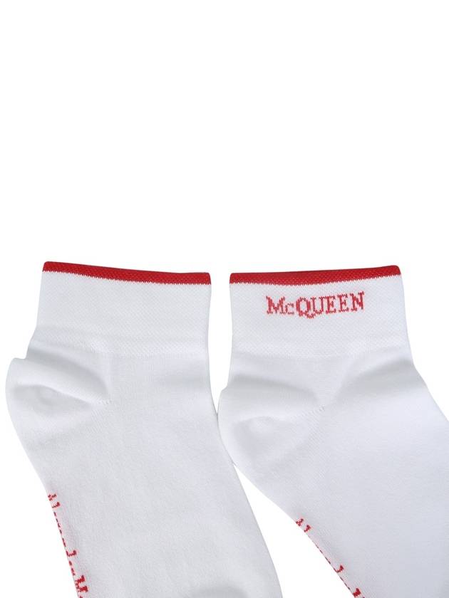 Red Logo Ankle Socks White - ALEXANDER MCQUEEN - BALAAN 4