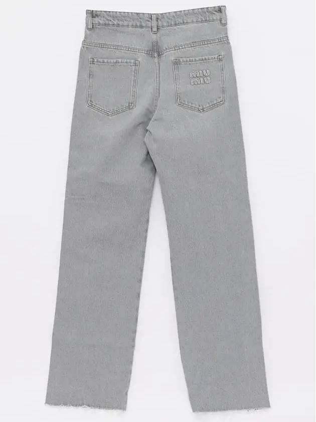 Relaxed Fit Denim Cotton Straight Jeans Grey - MIU MIU - BALAAN 4