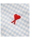 Small Heart Logo Gingham Button Long Sleeves Shirt Sky Blue - AMI - BALAAN 5