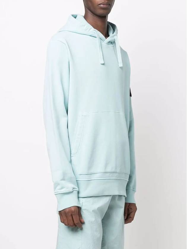 Waffen Patch Cotton Fleece Hoodie Aqua - STONE ISLAND - BALAAN 5