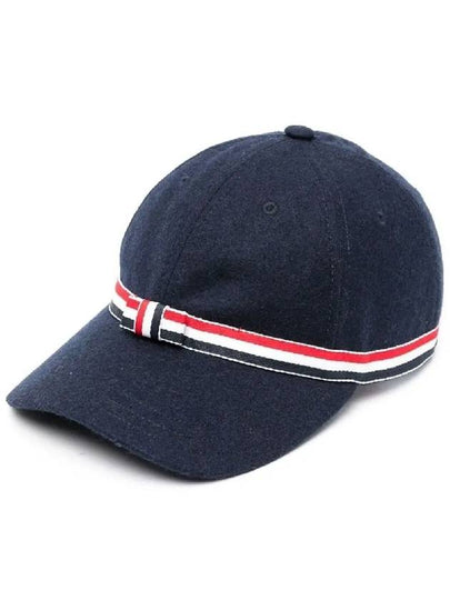 Bow Grosgrain Wool Flannel Ball Cap Navy - THOM BROWNE - BALAAN 2