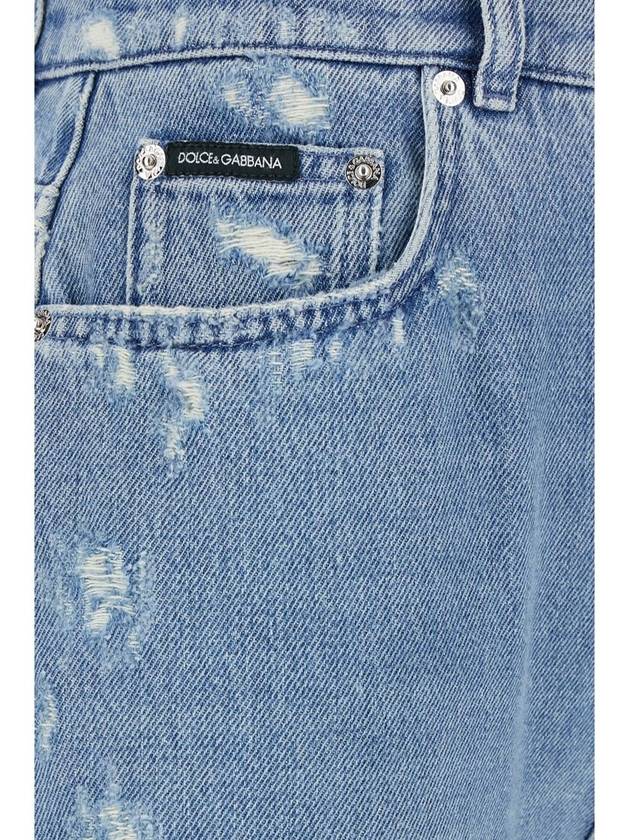 'Amber' Light Blue Jeans With Rips In Cotton Denim Woman - DOLCE&GABBANA - BALAAN 2