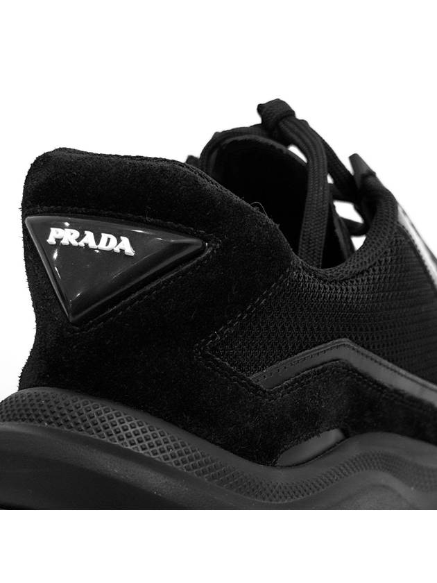 8 Brushed Leather Bike Suede Sneakers Black - PRADA - BALAAN 7