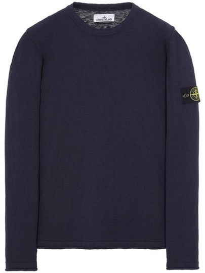 Logo Patch Crew Neck Cotton Nylon Knit Top Navy - STONE ISLAND - BALAAN 2