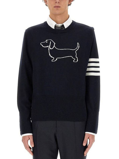 Hector 4-Bar Crewneck Pullover Merino Wool Knit Top Navy - THOM BROWNE - BALAAN 2