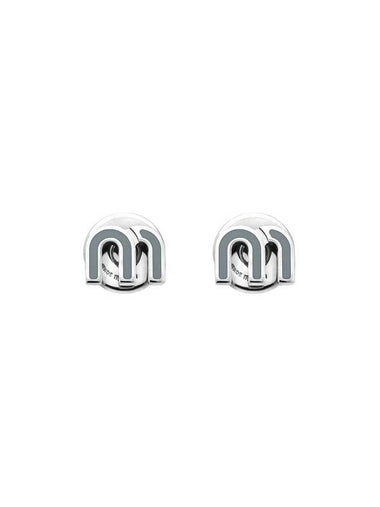 Enameled Metal Earrings Grey - MIU MIU - BALAAN 1