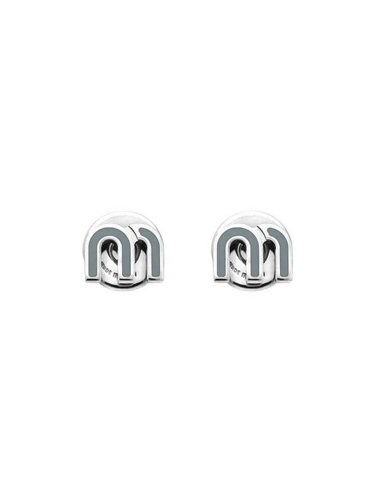 Enameled Metal Earrings Grey - MIU MIU - BALAAN 1