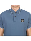 Stretch Cotton Pique Short Sleeve Polo Shirt Light Blue - STONE ISLAND - BALAAN 6