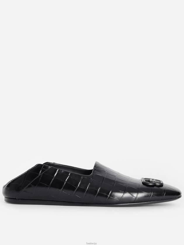 BB Logo Crocodile Embossed Mule Black - BALENCIAGA - BALAAN 3