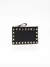 Rockstud Zipper Card Wallet Black - VALENTINO - BALAAN 4