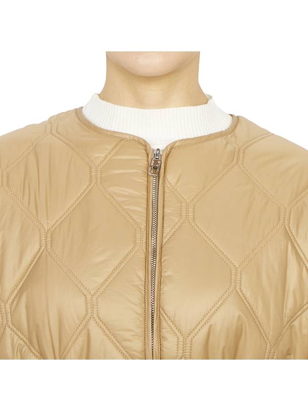 Women's Quilted Recycled Nylon Down Zip-Up Jacket Beige - GANNI - BALAAN 8