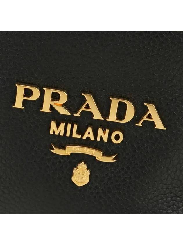 Vitello Phoenix Gold Plated Logo Leather Bucket Bag Black - PRADA - BALAAN 6