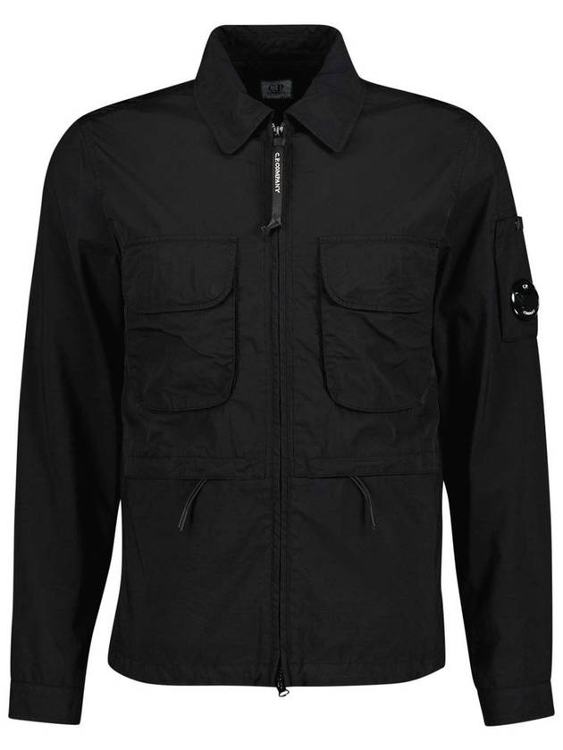 Men's Lens Wappen Two-Pocket Nylon Zip-Up Jacket Black - CP COMPANY - BALAAN 4