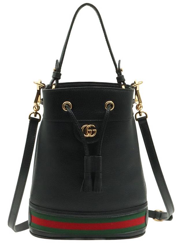 Black Leather WEB Stripe Ophidia Small Bucket 2WAY - GUCCI - BALAAN 1