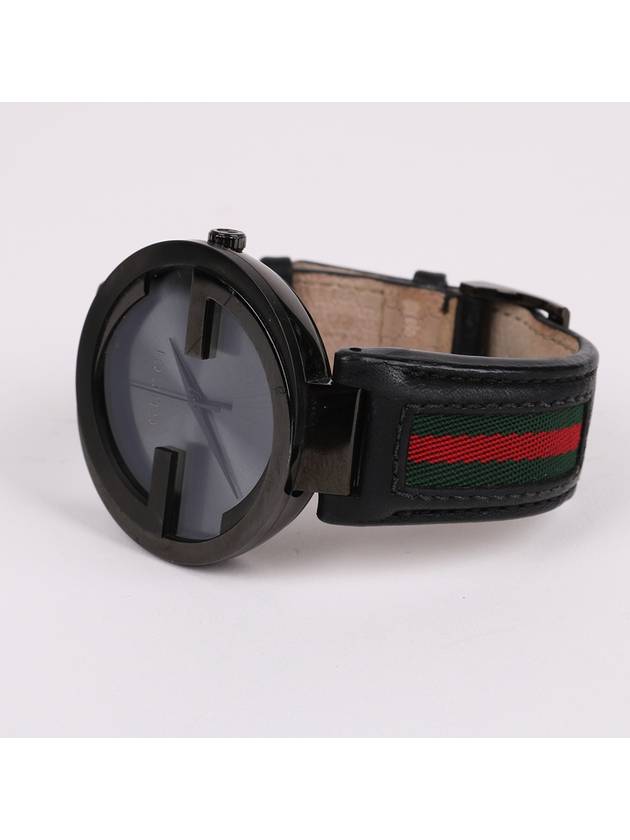 Black G frame three stripes leather watch 133 2 - GUCCI - BALAAN 5