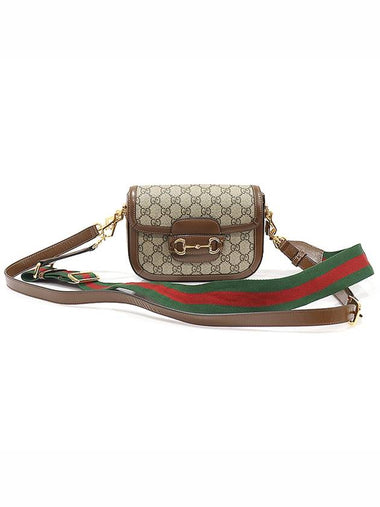 658574 GG Supreme Canvas Brown Leather Horsebit 1955 WEB Mini Cross Bag 2WAY - GUCCI - BALAAN 1