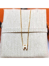 Mini Pop H Pendant Necklace Gold Blanc White - HERMES - BALAAN 3