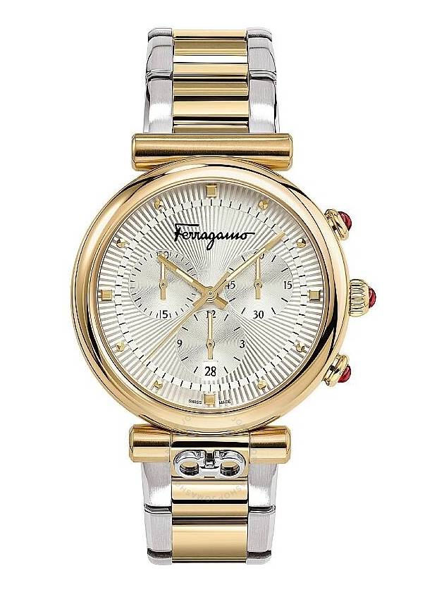 Ferragamo Ora Chronograph Quartz Silver Dial Two-Tone Ladies Watch SFHQ00520 - SALVATORE FERRAGAMO - BALAAN 1