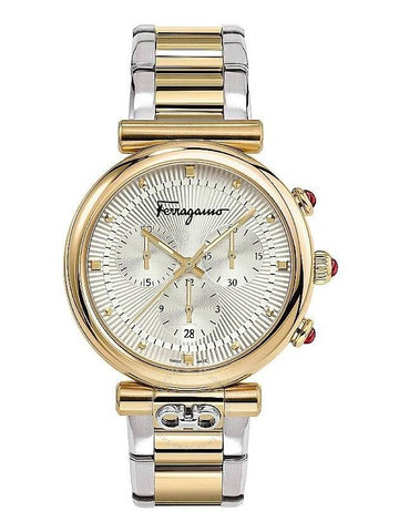 Ferragamo Ora Chronograph Quartz Silver Dial Two-Tone Ladies Watch SFHQ00520 - SALVATORE FERRAGAMO - BALAAN 1