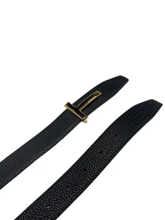 T Logo Reversible Leather Belt Black Brown - TOM FORD - BALAAN 3