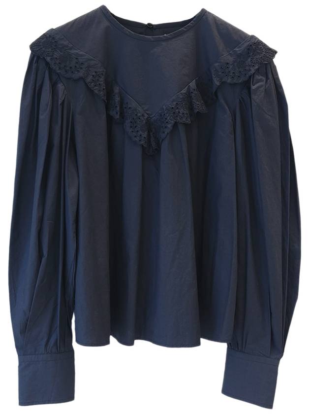 Women's Lace Cotton Blouse Navy ISMBLUDNAF2ST0648975 - ISABEL MARANT ETOILE - BALAAN 1