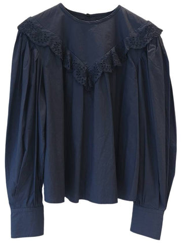 Women's Lace Cotton Blouse Navy ISMBLUDNAF2ST0648975 - ISABEL MARANT ETOILE - BALAAN 1