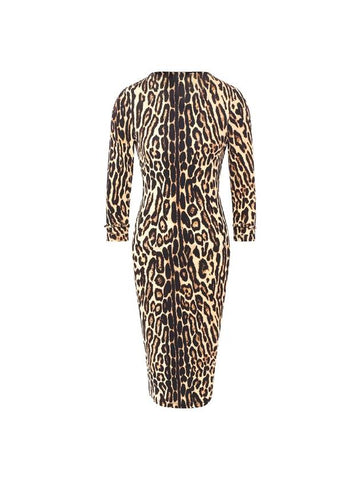 Women's Jersey Leopard Stretch Print Midi Dress - BURBERRY - BALAAN 1