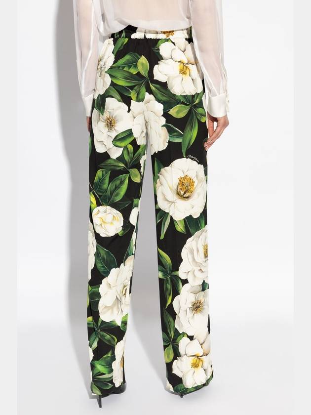 Dolce & Gabbana Silk Trousers With Floral Motif, Women's, Multicolour - DOLCE&GABBANA - BALAAN 4