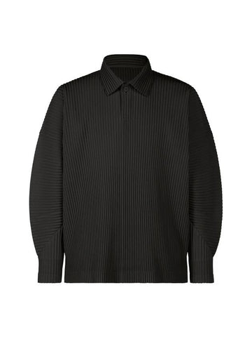 Men's MC August Long Sleeve Polo Shirt Black - ISSEY MIYAKE - BALAAN 1