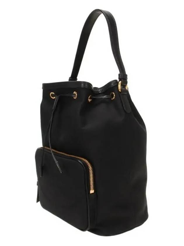 Logo Jacquard Duet Bucket Bag Black - PRADA - BALAAN 3