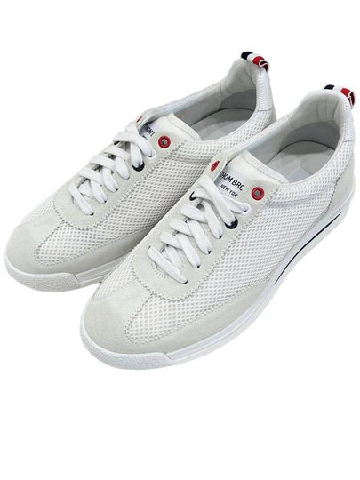 Fine Kid Suede Tech Runner White - THOM BROWNE - BALAAN 2