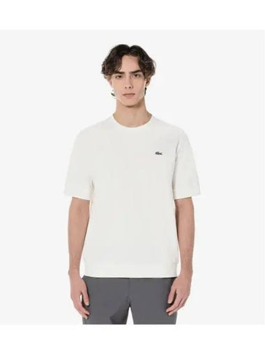 Men s Overfit Ottoman Solid T Shirt Cream - LACOSTE - BALAAN 1