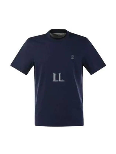 Logo Short Sleeve T-shirt Blue - BRUNELLO CUCINELLI - BALAAN 2