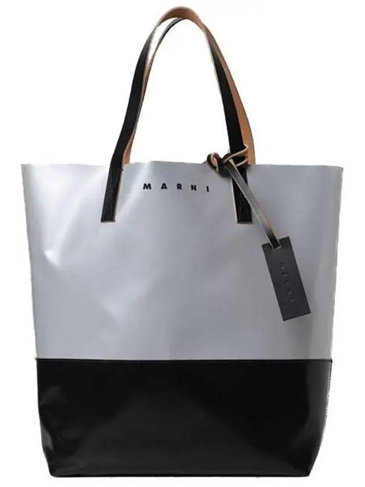 PVC Tribeca Tote Bag Silver Black - MARNI - BALAAN.