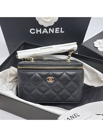 Classic Vanity Rectangular Caviar Black Mini Bag Cosmetic AP1341 - CHANEL - BALAAN 1