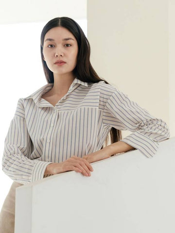 Blue Striped Helen Shirt Ivory - YOUNESS - BALAAN 1